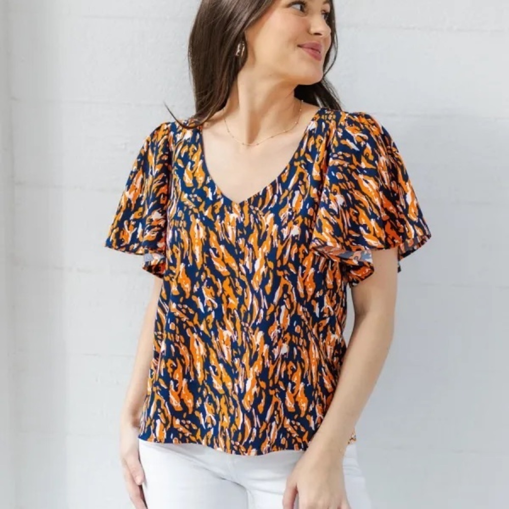 Michelle McDowell Elegant Multicolor V-Neck Blouse
